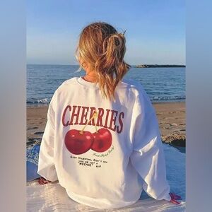 NWOT Oversized Cherries Graphic Sweatshirt